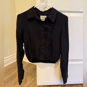 Dissh back crop button down shirt